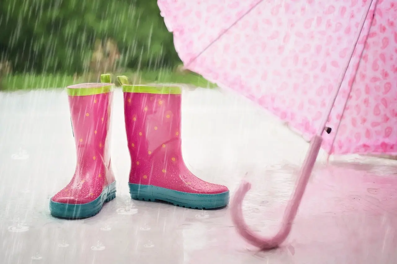 Rubber boots and an umbrella